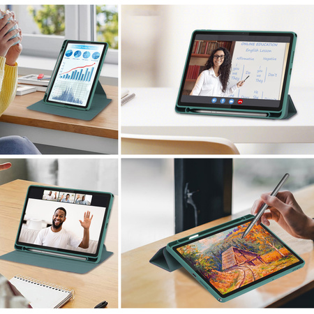 Puzdro 360 Crystal na Lenovo Tab 10.1 2025, zelené - ochranné so stojanom, prístup k portom a tlačidlám