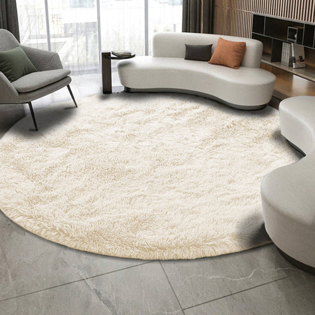 Dywan okrągły Shaggy Strado 100x100 CreamBeige (Beżowy)