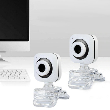 Kamera internetowa mikrofon do lekcji pracy video PC laptop 8812 z uchwytem, czarna