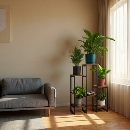 Kwietnik stojący metalowy Panorama na kwiaty i rośliny 6-poziomowy Venge