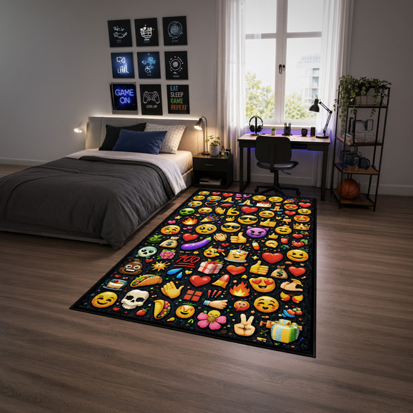 Dywan gamingowy 120x170 dla gracza mata pod fotel antypoślizgowy Emoji 3D