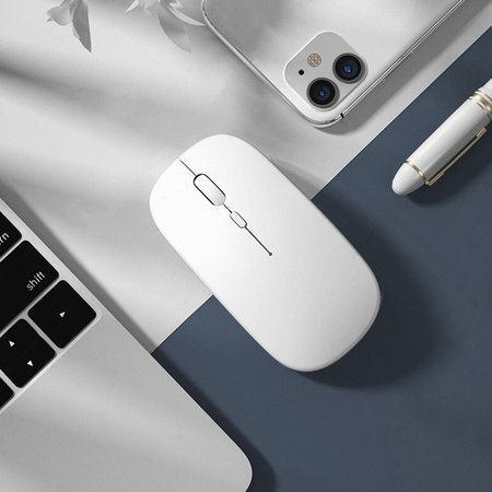 Myszka Bezprzewodowa mysz komputerowa Bluetooth 2.4G Sensor Optyczny, biała