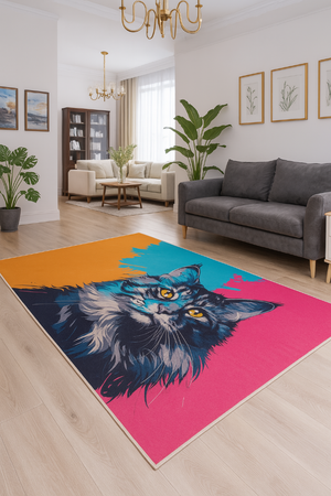 3D Strado MainCoon carpet 120x170 cm with cat pattern for animal lovers for living room and room