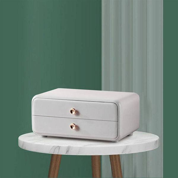 Organizer Kate compact casket for cosmetics and jewelry two drawers classic white acrylic