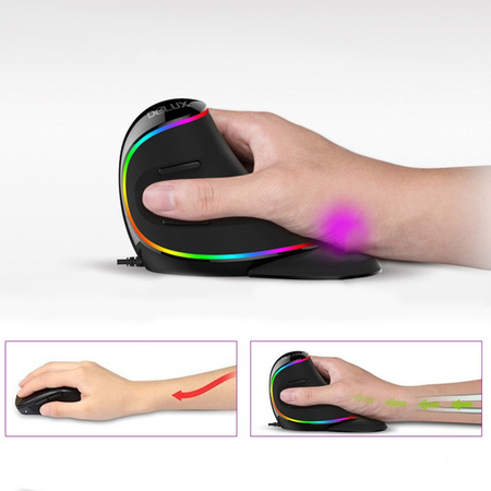 Ergonomic Computer Mouse - Delux M618 RGB Black