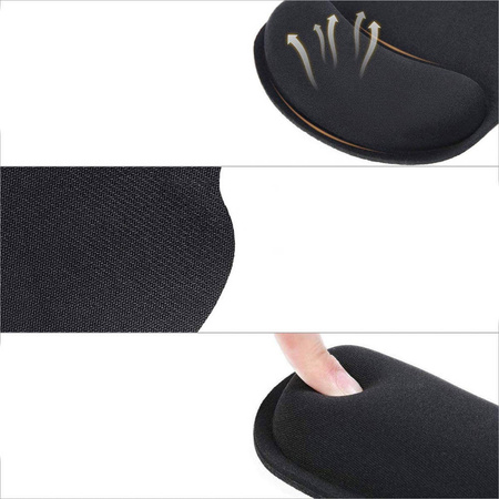 Zestaw ergonomicznych żelowych podkładek pod mysz nadgarstek 3 szt, czarne