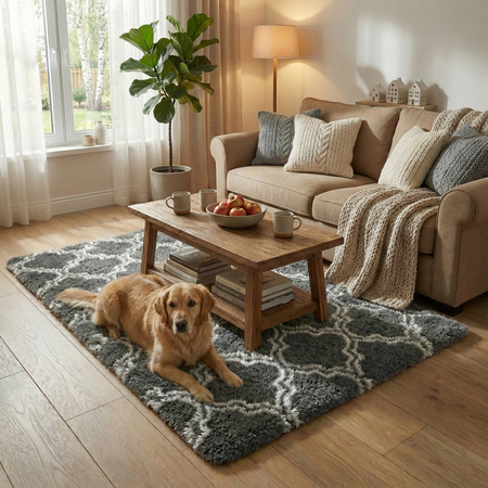 Dywan do salonu shaggy DECOR antypoślizgowy miękki puszysty modny 200x250, szary