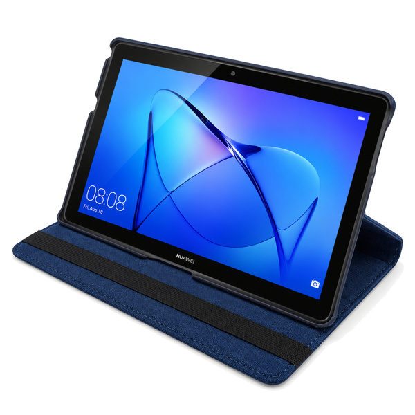 Etui obrotowe do Huawei MediaPad T3 10 9.6 z klapką i podstawką - granatowe