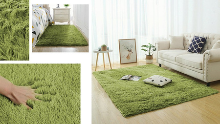 Dywan Shaggy 250x350 cm, zielony - miękki, puszysty do salonu i sypialni