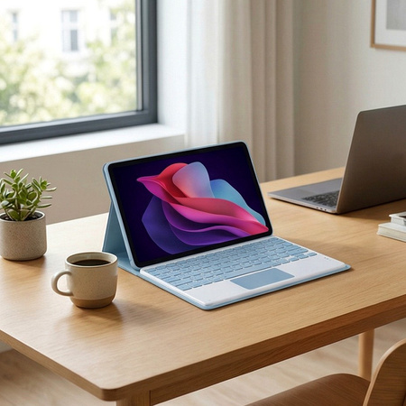 Etui z klawiaturą touch do Lenovo Tab 10.1 2025, niebieskie - ochronne z podstawką