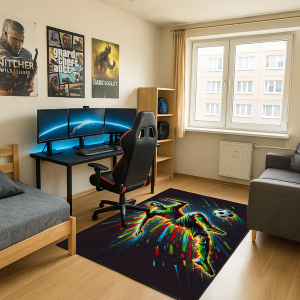 3D Strado FOOTBALL carpet 120x170 cm modern with football motif for youth and sports fan