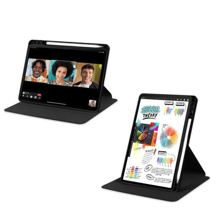 Puzdro otočné Clear na Lenovo Idea Tab 11 2025, čierne - ochranné so stojanom