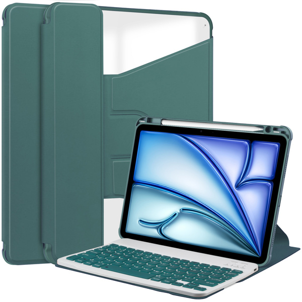 Etui 360 z klawiaturą do iPad Air 11 M4/ M3/ M2 2026/ 25/ 24 ochronne zielone