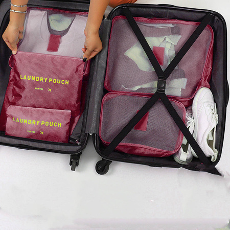 Travel clothes storage set laundry nets 6pcs. (Red)