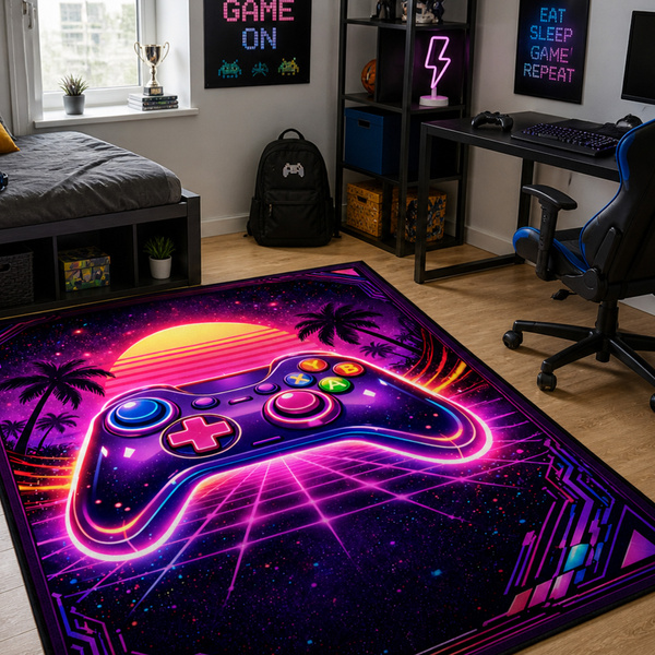 Dywan gamingowy dla gracza mata pod fotel antypoślizgowy Retro Pad