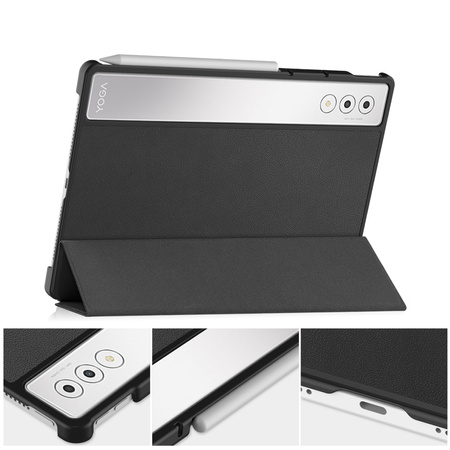 Puzdro Smart na Lenovo Yoga Tab Plus 12.7 2025 s klapkou / Lenovo Idea Tab, čierne - ochranné so stojanom