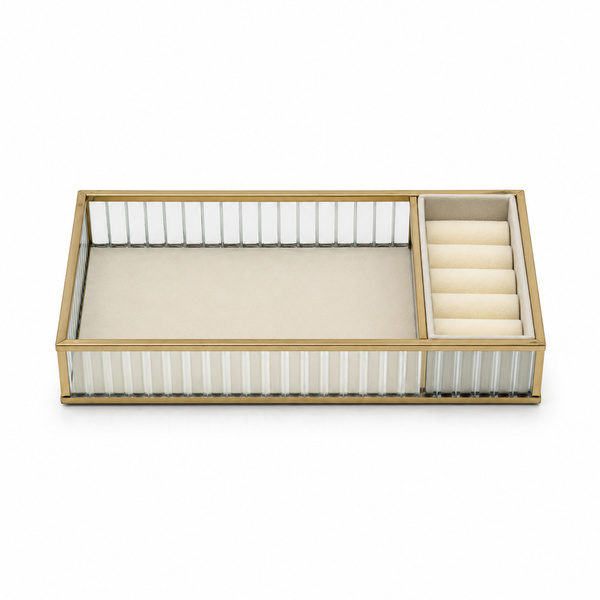 Szklana szkatułka na biżuterię 26x13x4cm 4A Beige