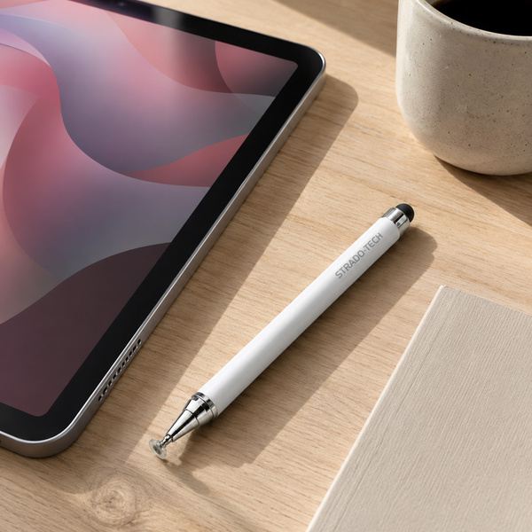 Precyzyjny rysik stylus pen do tabletu telefonu, dwustronny, biały