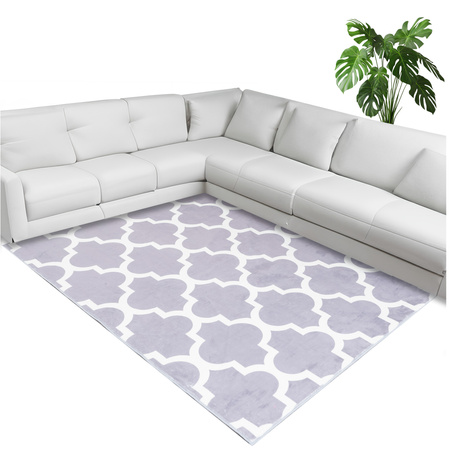 NOVO Strado modern carpet for living room delicate grey velvet pattern Morocco Grey 140x200 cm