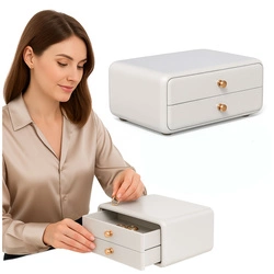 Organizer Kate compact casket for cosmetics and jewelry two drawers classic white acrylic