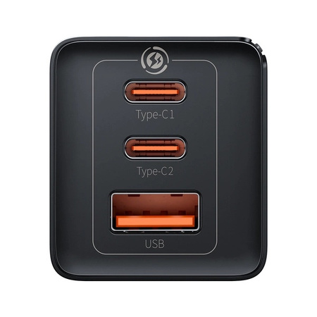 GaN 2xUSB C 1xUSB 65W fast charger Baseus GaN5 Pro + USB C - USB C 100W cable - black