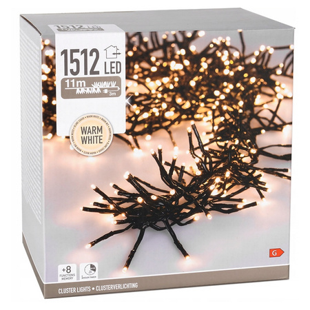 Svetielka vianočné 768 LED teplé biele vnútorné / vonkajšie 8,6m Časovač 8F, biely