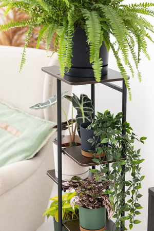 Duży stojący kwietnik 106cm metalowy 6 poziomów na kwiaty regał loft MONDO, czarny