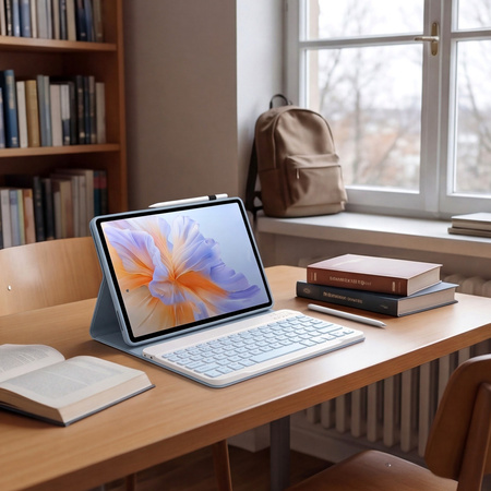 Puzdro s klávesnicou Bluetooth na Redmi Pad 2 Pro 2025, modré - ochranné so stojanom