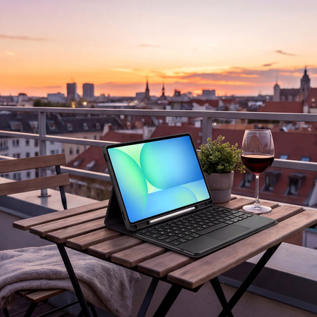 Puzdro s klávesnicou Bluetooth na Samsung Galaxy Tab S10 FE+ / FE Plus 13.1, čierne - ochranné