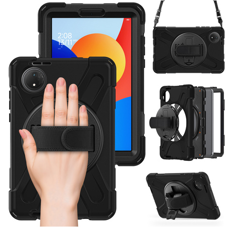 Etui pancerne Shockproof z uchwytem do Xiaomi Redmi Pad SE 8.7 2024 / Redmi Pad SE 8.7, czarne - ochronne