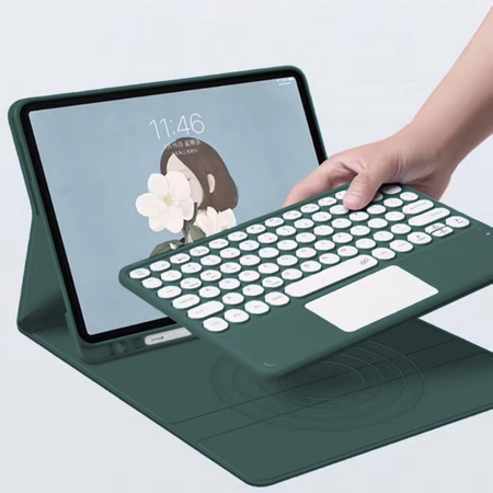Etui pokrowiec z klawiaturą touchpad do iPad Pro 13 2024 M4 7 GEN., zielone