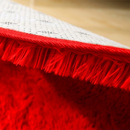 Dywan Shaggy antypoślizgowy okrągły salon miękki pluszowy 160x160, czerwony