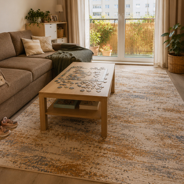 Beżowy dywan do salonu 120x160 nowoczesny NOVO Marmur antypoślizgowy miękki
