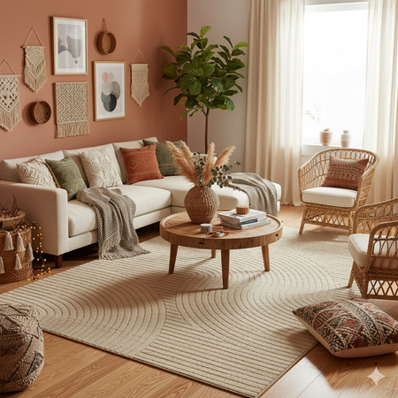 Dywan 160x230 do salonu pętelkowy duży japandi nowoczesny ciężki gruby POLO, beżowy