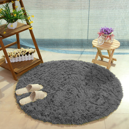 Shaggy Strado 90x90 GreyNight round carpet (Dark Gray)