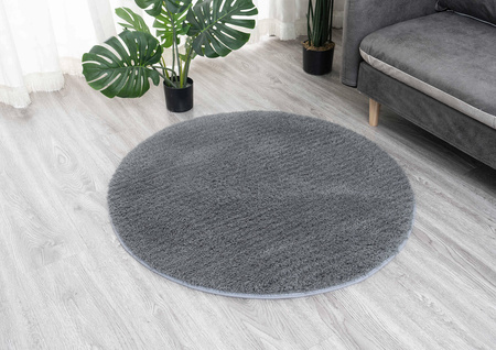 Dywan Okrągły Alpaca antypoślizgowy nowoczesny miękki pluszowy 90x90, szary