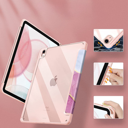Puzdro grafické na Apple iPad 10.9 2022 Gen 10 / 11 2025 A16 Gen 11 s klapkou, ružové - ochranné so stojanom
