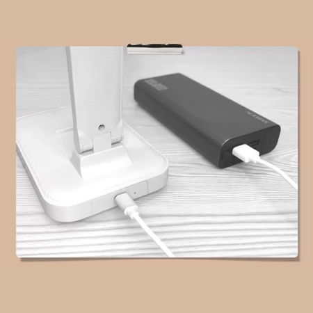 Lampka biurkowa LED Kreślarska szkolna na biurko z uchwytem na telefon, biała