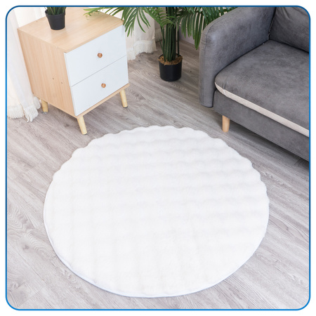 Dywan okrągły Rabbit Bubble 120 cm - miękki puszysty dywan do salonu i sypialni - biały