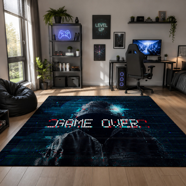 Dywan gamingowy dla gracza mata pod fotel antypoślizgowy GameOver