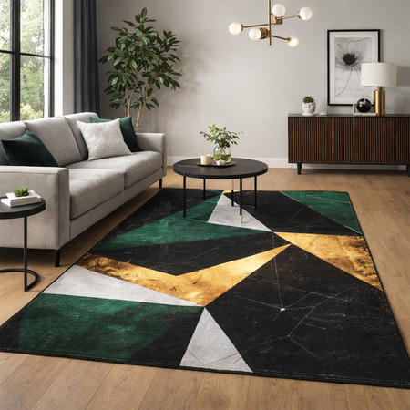 Dywan Novo 200x200 cm, Zielony Marmur - miękki do salonu i sypialni