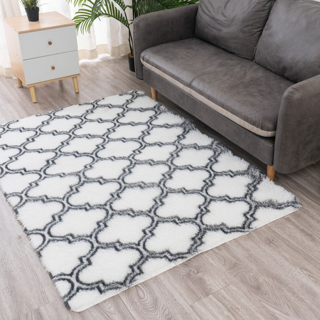 Dywan do salonu shaggy DECOR antypoślizgowy miękki puszysty modny 120x170, biały