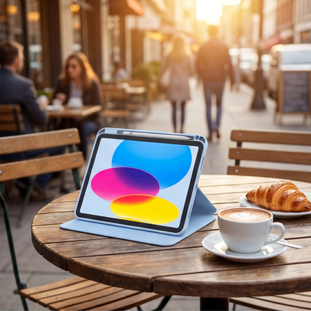 Puzdro otočné Pencil na iPad 10.9 2022 Gen. 10 / 11 2025 A16 Gen. 11 Wake, modré - ochranné so stojanom