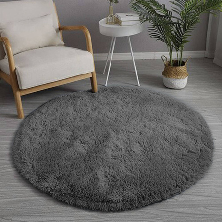 Shaggy Strado 120x120 GreyNight round carpet (Dark Gray)