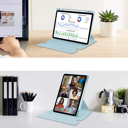 Etui 360 i KLAWIATURA do Apple iPad Air 11 M3 2025 / Air 11 M2 2024 GEN 7 6, niebieskie
