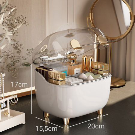 Large set of 3 ARIA acrylic cosmetic organizers with drawers multi-level white design