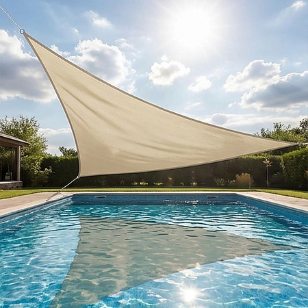 Żagiel przeciwsłoneczny szary trójkątny 3,6m ochrona UV wodoodporny +lina