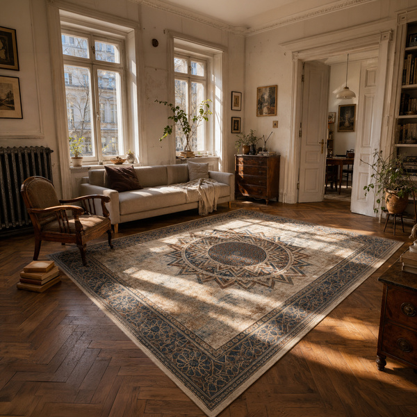 Dywan Mandala do salonu 140x200 orientalny NOVO antypoślizgowy miękki soft