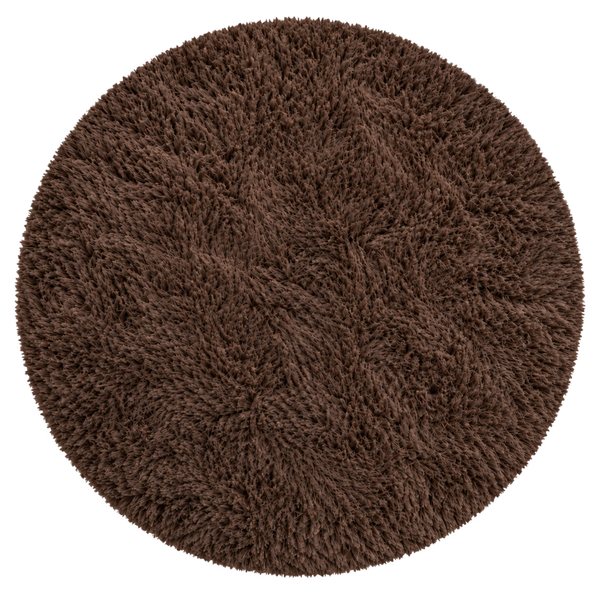 Dywan okrągły Shaggy 80x80 cm, ciemnobrązowy - pluszowy do salonu