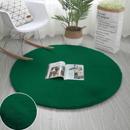 Rabbit Strado 160x160 BottleGreen round rug (Green)